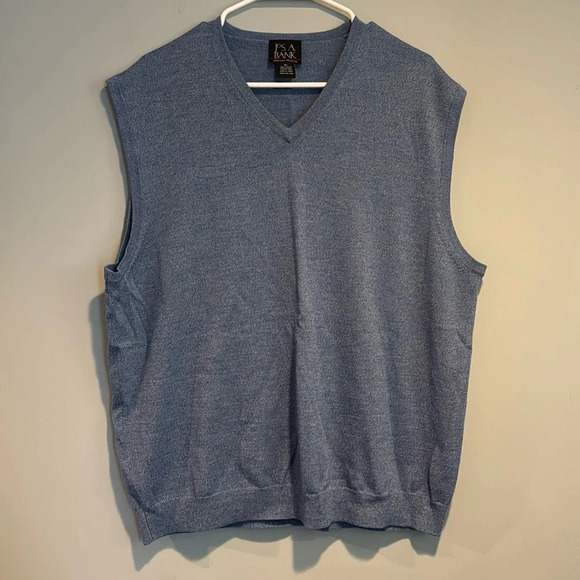 Vintage Steel Blue Sweater Vest Size XL 100% Italian Merino Wool - Picture 1 of 3